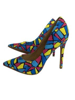 Shoe Republic LA Womens Multicolor Pointed Toe High Heels 7.5 Stiletto Pumps